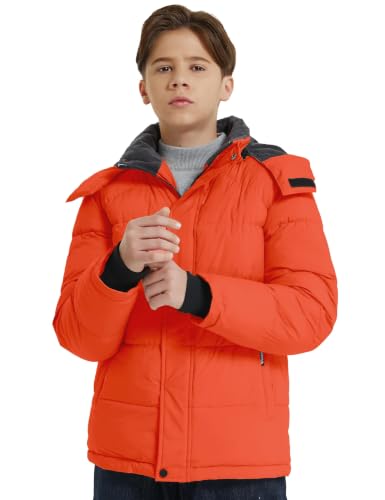 Image of wantdo Boys Puffy Winter Coats Fleece-Lined Snow Jackets Removable Hood