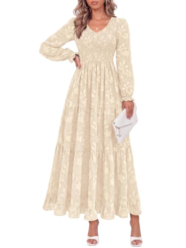 KIRUNDO Womens Long Sleeve V Neck Wedding Guest Maxi Dress - image 1