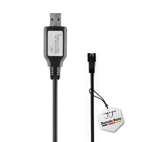 USB-Ladekabel 3,7V 500-mAh SM-2P Stecker mit LED-Ladeanzeige für Li-Ion, NI-MH Akku, Doppelte Ladegeschwindigkeit für RC Fahrzeug, Auto, Drohne, Bagger, Beleuchtung, Spielzeuge, Elektronische Geräte