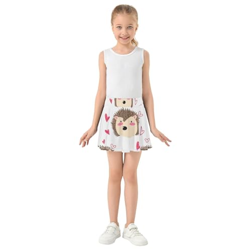 Joisal Girls' Shorts Athletic Skorts Toddler Tennis Skirts Flowy Teen Skirt Cute Hedgehogs Pink Hearts 3t3