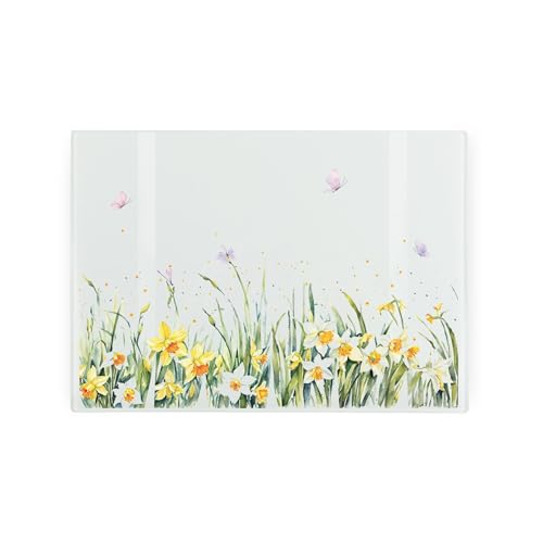 Spring Time Daffodils Rectangular Small Glass Worktop Saver 