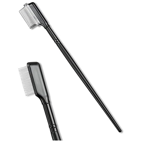 Jagowa 2 Pcs Eyelash Comb Fine-toothed Steel Needle Eyebrow Brush Lash Separator Tool Makeup Brush Beauty Tool for Women Girls (Black) Cover