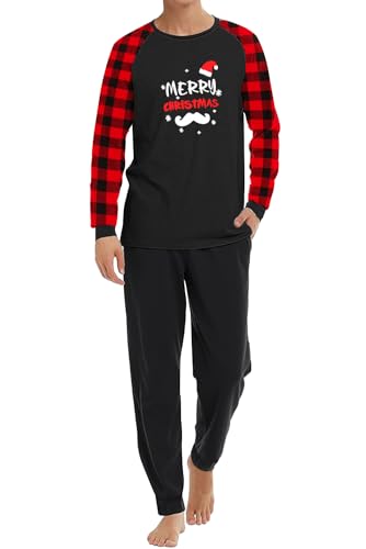 Christmas Pajamas Mens 2 Peice Pjs Sets for Men Two Piece Outfits Jogging Tracksuit Sets Black S