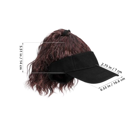 Gorras con pelo largo rizado para mujer y coleta alta ajustable 2