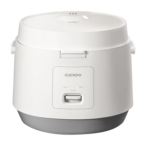 CUCKOO CR-1095 - Arrocera básica y calentador de 10 tazas (sin cocinar) / 20 tazas (cocidas) con olla interior antiadherente, prensa de interruptor (blanco)