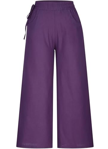Image of KOTTY Womens Solid Strechable Kikyo Purple Pant