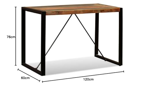 Table de bureau décontractée en bois massif vieilli 120 cm multiusage - 3
