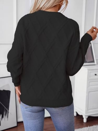 Image of Xuan2Xuan3 Fall Oversized Cable Knit Sweater for Women 2024 Crewneck Long Sleeve Loose Vintage Pullover Winter Tops Jumper