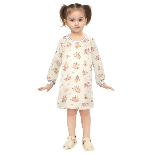 Light Florets Girls Dresses Long Sleeve Sweatshirt Dress for Girls Winter Toddler Casual A Line Dresses Size 2-8T4