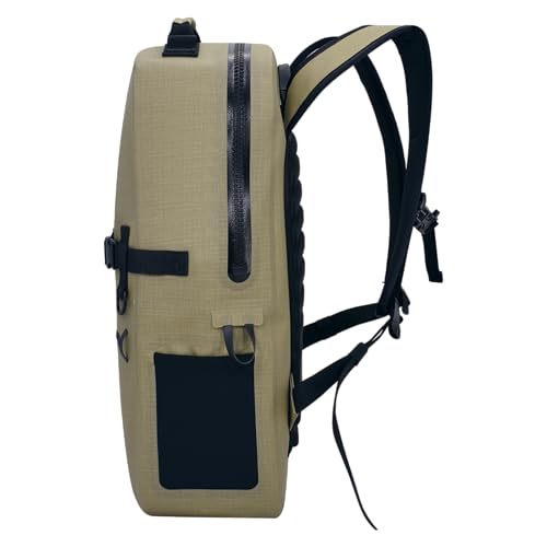 Image of Breakwater Supply Fogland CORDURA Waterproof IP68 Submersible Backpack | Laptop Sleeve & Airtight Zippers for Outdoors, Travel, Hiking, Fishing, Floating Dry Bag, Unisex, TPU (Safari Tan, 25L)