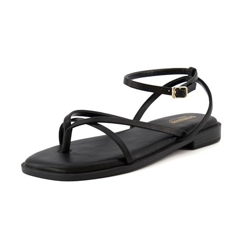 CUSHIONAIRE Women's Vida strappy flat sandal +Memory Foam and Wide Widths Available