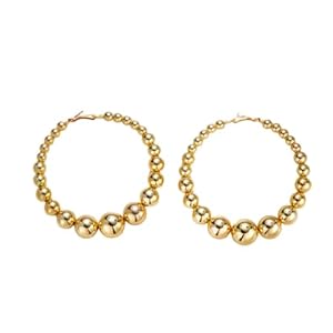 18k Gold Plated | Silver Beaded Hoop Earrings Chunky Vintage Ball Hoops for Women Jewelry Fashion Accessory