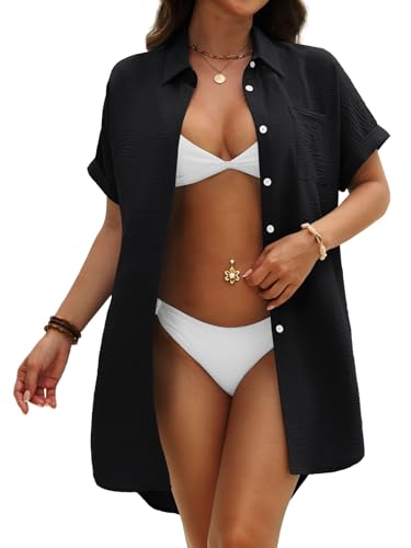 GKBK Women Swimsuit Coverup Swimwear Dress Shirt Button Down Beachwear Bathing Suit Cover Up - image 5