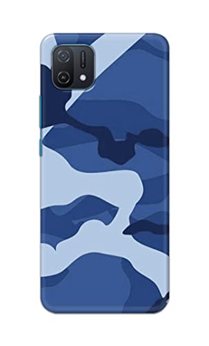 Image of Printed Hard Back Cover Case for Oppo A16K Back Cover (Army Blue Pattern) -702