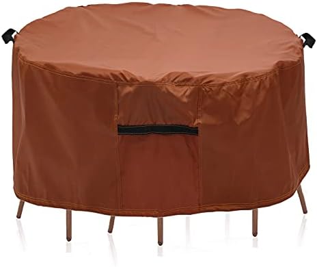Round Patio Furniture Covers, 74" Dia Outdoor Furniture Covers, Waterproof Outdoor Table Cover, Fire Pit Cover Outdoor Round Table Dining Set Cover Anti-Fading Cover for Outdoor Furniture Set