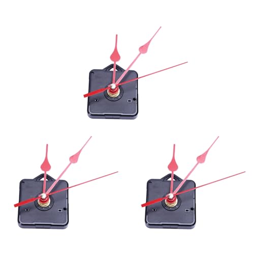 Bloepum 3X 交換用壁掛け時計修理部品 振り子ムーブメントメカニズム クォーツ時計モーター 針付き (ブラック+レッド), ブラック&レッド