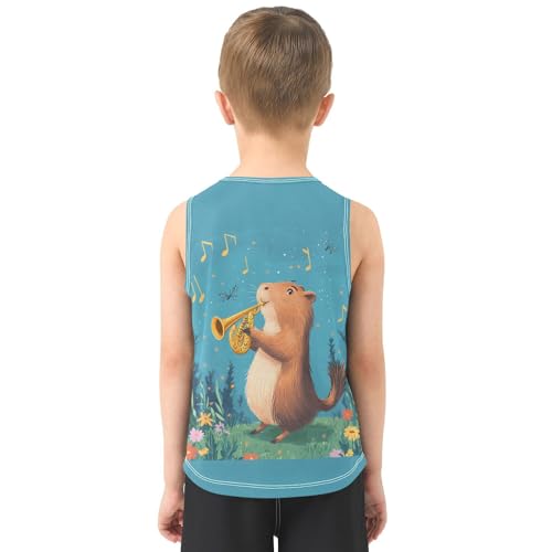 Capy Flowers Melody Teal Boys Tank Tops Quik Dry Toddler Tank Top Undershirts T-Shirts for Kids,3T3