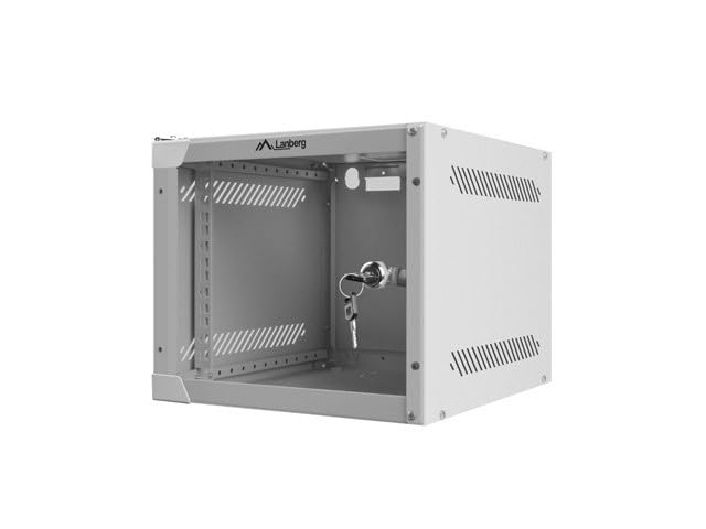 LANBERG ARMARIO Rack 10 â€ MONTAJE PARED 4U / 280X310 para AUTOARMAS (PAQUETE Plano) con PUERTA VIDRIO Gris