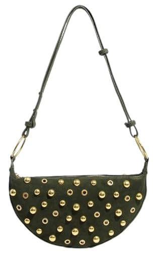 Studded Shoulder Purse for Women Vintage Punk Suede Handbag Winter 2025 Dumpling Crossbody Bag Grunge Small Purse