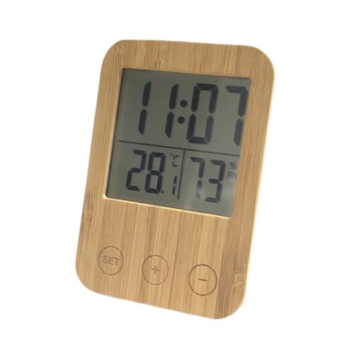Horloge électronique tactile en bambou avec hygromètre maison JFDBGU