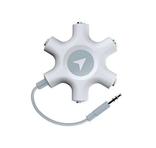 Roam Elements Multi 5 Way Headphone Splitter for 3.5mm Aux Input for Earphones, Speakers or MP3 Players - Compatible with iPhone, iPad, Samsung, and Android Smartphones - Silver