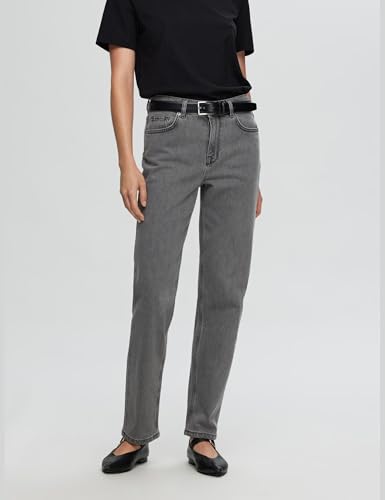 SELECTED FEMME SLFALICE MW Straight Eloise Grey JEA NOO, Jasnoszary denim, 27W / 32L