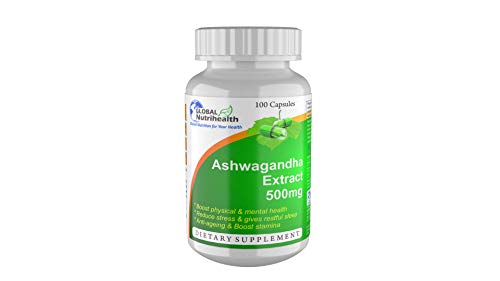 Global Nutrihealth Natural Ashwagandha Root Extract Tablets Organic|Capsule| Supplement for Men Women helps in Stress |Anxiety| Relief and General Wellness 500 mg Pills – 100 Capsules Global Nutrihealth Natural Ashwagandha Root Extract Tablets Organic|Capsule| Supplement for Men Women helps in Stress |Anxiety| Relief and General Wellness 500 mg Pills – 100 Capsules