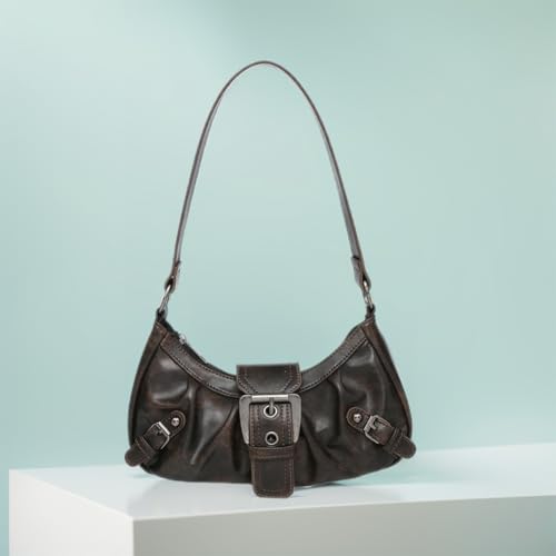 Image of Women Y2k Burgundy Crescent Moon Purse Small Hobo Bags Trendy Crossbody Bag