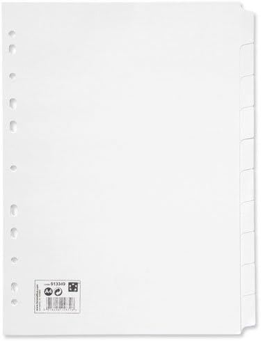 5 Star Office Subject Dividers 10-Part recycled card multipunched 155gsm A4 White
