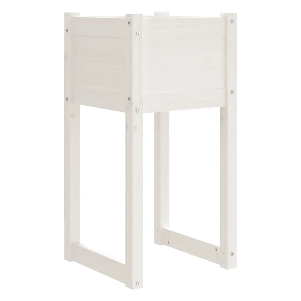 Vidaxl White Solid Wood Pine Planter Outdoor Pot Wooden Raised Bed Garden Flower Pot Stand Vegetable Herb Bed Indoor Plant Stand Patio Planter