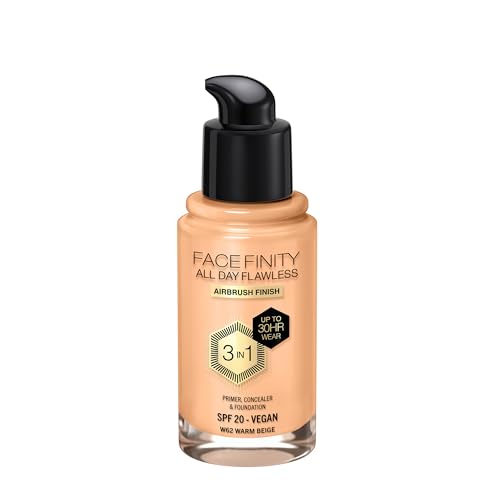 Image of Max Factor Max Factor Facefinity All Day Flawless 3 In 1 Foundation, Shade 62 Warm Beige, 62 Warm Beige, 30 ml