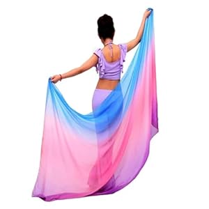 ESHDGFYB Bauchtanzschal Seidenschleier Bauchtanzschleier Schals Damen Leichter handgeworfener Schal Schal Farbverlauf Tanzperformance Zubehör(LMZ)