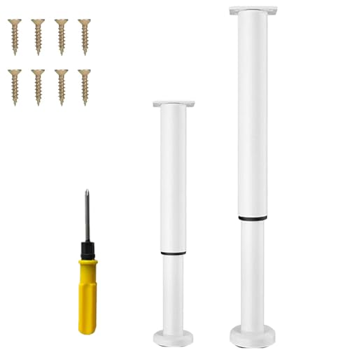 NCRGB 2PCS Patas Pies Ajustables Pata de MeAjustable,Regulables con 16 Kit Destornillador y Tornillos,para Armarios Mesillas de Noche Camas Escritorios Cómoda Estantería (Blanco, 40-70 cm)