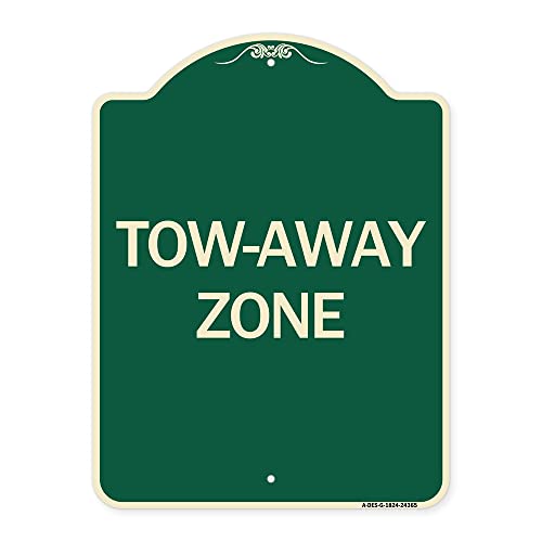 SignMission Designer Series Sign - Tow-Away Zone | Green & Tan 18" x 24" Heavy-Gauge Aluminum Architectural Sign | Protect Your Business & Municipality | Made in The USA