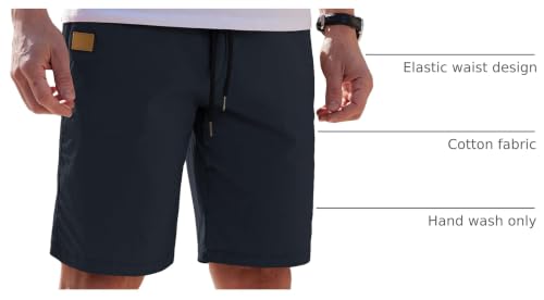Image of COOFANDY Mens Casual Shorts Cotton Elastic Waist Drawstring Shorts Lightweight Summer Beach Shorts