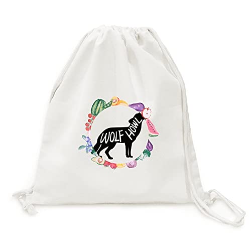 Sac en tissu pliable loup noir pour porter les fruits et légumes sans plastique jetable