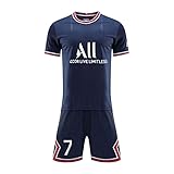 YUANLE Trikot PSG Kinder/Erwachsene Fussball Training Paris Fussball Short+PSG Shirt+Socken+Knieschützer Fußballtrikot Kinder Retro Fussball Trikot PSG Anzug Sportbekleidung für Jungen Herren, XXL
