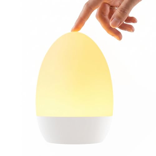 FULNIX Egg Light for Nursery, Eye-Caring Touch Control Rechargeable Baby Night Light with 17 Color...