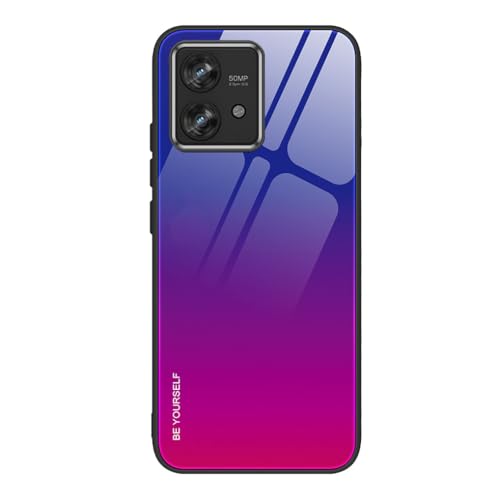 Cover per Motorola Edge 40 Neo Custodia Protettiva Ultra Sottile ed Vetro a Colori Sfumato AntiGraffio Antiurto Case Colorato elegante silicone tpu viola