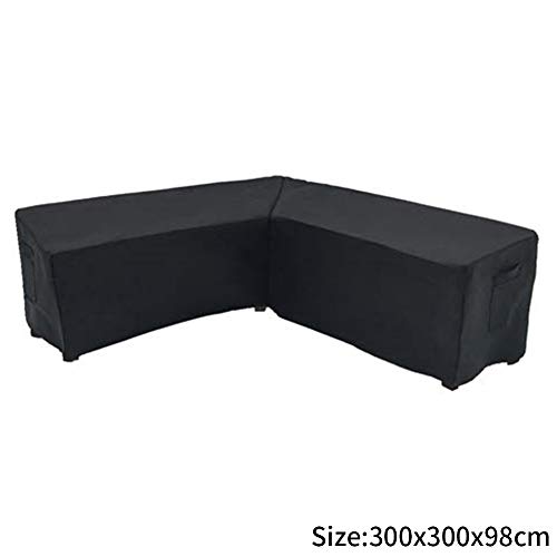 XHXseller - Fundas para muebles de jardín, impermeables, tela de poliéster, rectangular, resistente al viento, anti-UV, varios tamaños, color negro