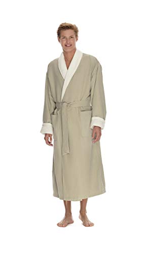 Boca Terry Mens Plush Robe, Big & Tall Bathrobe for Men, Warm Luxury Microfiber Robe - XXXXL (4XL), Sage