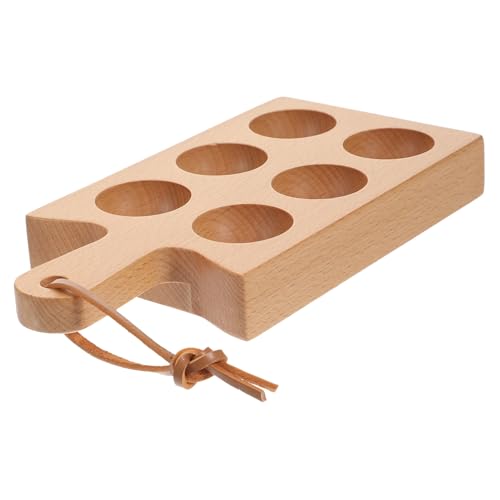 ROMISBABA 6コンパートメントエッグトレイ デビルエッグ用のトレイ デビルド プレート 置き場 デスクト ラック 冷蔵庫用卵 実用的なホルダー 木製