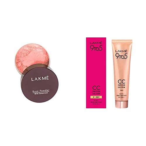 Image of Lakme Rose Face Powder, Warm Pink, 40g And Lakme9 to 5 Complexion Care CC Cream, Honey, 30g