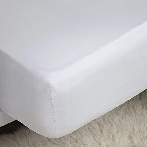 Sweet Needle Luxurious 100% Cotton Twin Size Fitted Sheets, 100% Cotton Smooth Wrinkle-Free Bottom Bedding Sheets, Breathable, Soft and Comfortable Bed Sheets with 30cm Extra Deep Pockets - White Cover