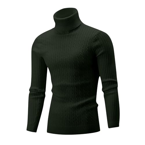 Generic Mens Cable Knit Turtleneck Sweater Casual Soft Pullover Sweaters Twisted Knitted Slim Fit Long Sleeve Winter Jumper3