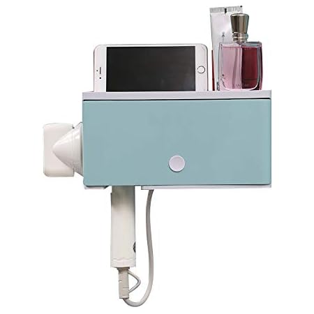 Amazon Co Jp ドライヤーホルダー ヘアドライヤーホルダー ドライヤースタンド 浴室収納ラック ドライヤー収納 収納ボックス 壁掛け 穴あけ不要 ライトブルー ホーム キッチン