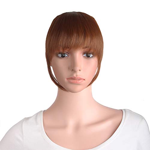 MapofBeauty Fashion False Bangs Neat Fringe Hairpiece Clip in Hair Extensions Accessories (Light Brown)