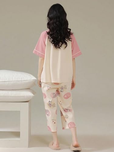 Image of Lymio Womens Korean Night Dress | Full Pyjama Set | Korean Nightsuit | Women Nightwear |Round Neck Full Sleeve Nightsuit | Loungewear | Everyday Nightdress (W-ND-2)