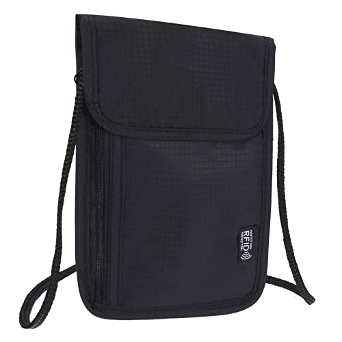 Image of PATIKIL Neck Wallet, Passport Holder Neck Pouch RFID Blocking Waterproof Neck Travel Wallet for Women & Men, Black