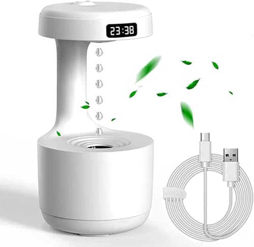 Drumstone 𝟭-𝐘𝐞𝐚𝐫 𝐖𝐚𝐫𝐫𝐚𝐧𝐭𝐲 & 𝐋𝐢𝐦𝐢𝐭𝐞𝐝 𝐄𝐝𝐢𝐭𝐢𝐨𝐧 800ml Cool Mist Humidifier | Anti-Gravity Design with LED Clock Display | Aroma Diffuser & Night Light for Ultimate Relaxation